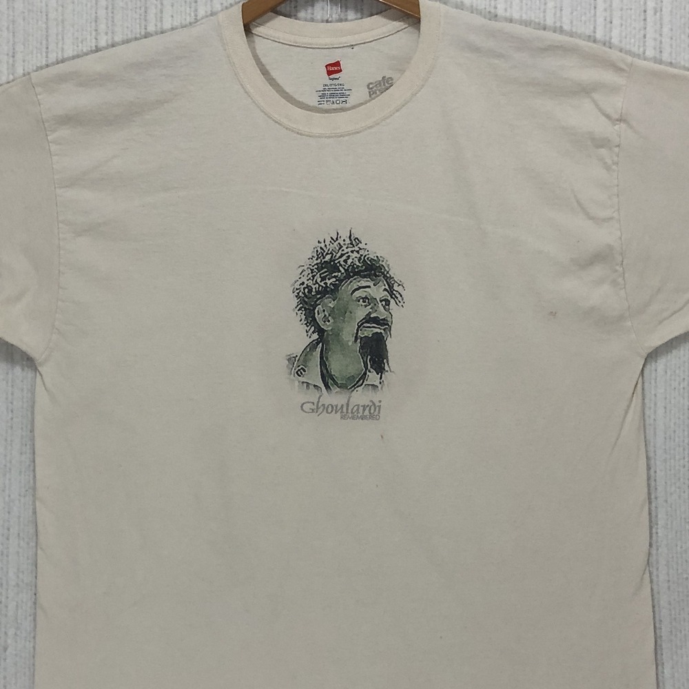 Hanes CafePress Ghoulardi Remembered Graphic T-Shirt Mens 2XL Cream Cotton Tee